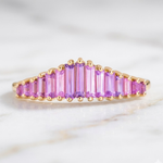 Load image into Gallery viewer, Lilac Sapphire Engagement Ring, Baguette Cut 18k Gold, Art Deco Style, Customizable Wedding Ring, Purple Sapphire Jewelry