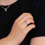 Load image into Gallery viewer, Lilac Sapphire Engagement Ring, Baguette Cut 18k Gold, Art Deco Style, Customizable Wedding Ring, Purple Sapphire Jewelry