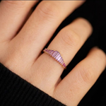 Load image into Gallery viewer, Lilac Sapphire Engagement Ring, Baguette Cut 18k Gold, Art Deco Style, Customizable Wedding Ring, Purple Sapphire Jewelry