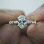 Load image into Gallery viewer, oval cut Engagement Ring 2.00 CT Oval with Side Round & Marquise Stones in 14K Solid Gold, IGI - SGL Certified, Wedding Ring for Women Jwalin Jewels