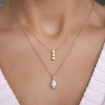 Load image into Gallery viewer, 1.50ct Marquise Cut Lab Grown Diamond Pendant Necklace, 9K-18K Gold, Solitaire Prong Set, Gift for Her, Layering Dainty Gold Necklace