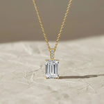 Load image into Gallery viewer, 14k Gold Emerald Cut Lab Grown Diamond Charm Pendant, 1.50 CTW Lab Grown Diamond Solitaire Necklace Prong Setting IGI Certified Diamond Jwalin Jewels