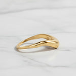 Load image into Gallery viewer, Curved Solid Gold Wedding Band, Minimalist Dainty Stacking Ring, Simple Matching Band for Women, Solid Gold Curved Ring