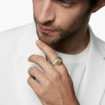 Load image into Gallery viewer, Nautical Compass Ring, Bezel Set Lab Grown Diamond, Two Tone Gold Signet Ring, Maritime Jewelry, Adventure Gift for Him,Men's Statement Ring Jwalin Jewels