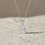 Load image into Gallery viewer, 14k Gold Emerald Cut Lab Grown Diamond Charm Pendant, 1.50 CTW Lab Grown Diamond Solitaire Necklace Prong Setting IGI Certified Diamond Jwalin Jewels