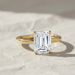 Load image into Gallery viewer, 1.00 ct Emerald Cut Lab Grown Diamond Engagement Ring, Minimalist 14k Gold Classic Setting Jwalin Jewels