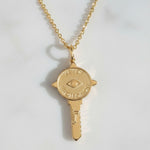 Load image into Gallery viewer, 14K Gold Diamond Diary Key Pendant, Key Necklace, Skeleton Key Charm, Key Charm, Diamond Charm, Lab Grown Diamond, 14k Gold, Unique Key