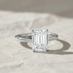 Load image into Gallery viewer, 1.00 ct Emerald Cut Lab Grown Diamond Engagement Ring, Minimalist 14k Gold Classic Setting Jwalin Jewels
