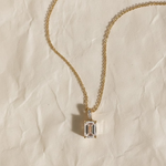 Load image into Gallery viewer, 14k Gold Emerald Cut Lab Grown Diamond Charm Pendant, 1.50 CTW Lab Grown Diamond Solitaire Necklace Prong Setting IGI Certified Diamond