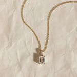 Load image into Gallery viewer, 14k Gold Emerald Cut Lab Grown Diamond Charm Pendant, 1.50 CTW Lab Grown Diamond Solitaire Necklace Prong Setting IGI Certified Diamond Jwalin Jewels