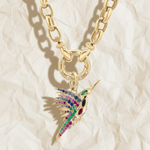 Load image into Gallery viewer, 14k Gold Hummingbird Necklace, Diamond Pave Bird Pendant, Dainty Nature-Inspired Fine Jewelry Gift for Her