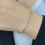 Load image into Gallery viewer, Pave Diamond Bar Beaded Bracelet in 14k Gold | Lab Grown VS+ Diamonds | Elegant Minimalist Jewelry for Her, Gifts for Mom & Bridesmaids Jwalin Jewels