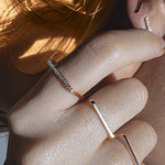 Load image into Gallery viewer, Half Eternity Band Ring Lab Diamond Wedding Band Unique style Bridal Ring Women Comfort Fit Flat Band in Yellow Gold Dainty Ring