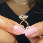 Load image into Gallery viewer, 3 Carat Oval Engagement Ring with Side Round Cut Lab Grown Diamonds, Prong Setting, SGL & IGI Certified, Custom Gold Options, Bridal Jewelry Jwalin Jewels