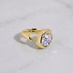 Load image into Gallery viewer, 2.00 Carat Oval Cut Bezel Engagement Ring β F-VS1 IGI Certified Lab Grown Diamond / 14K Yellow Gold