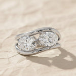 Load image into Gallery viewer, 14k Gold Two Stone Lab Grown Diamond Ring Set