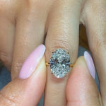 Load image into Gallery viewer, 3 Carat Oval Engagement Ring with Side Round Cut Lab Grown Diamonds, Prong Setting, SGL & IGI Certified, Custom Gold Options, Bridal Jewelry Jwalin Jewels