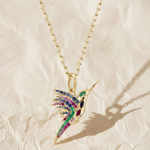 Load image into Gallery viewer, 14k Gold Hummingbird Necklace, Diamond Pave Bird Pendant, Dainty Nature-Inspired Fine Jewelry Gift for Her