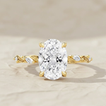 Load image into Gallery viewer, Oval Diamond Ring 2.00 ct with Side Marquise & Round Stones, Prong Set, 14K Gold, Engagement Floral Leaf Motif, SGL Certified