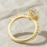 Load image into Gallery viewer, Oval Diamond Ring 2.00 ct with Side Marquise & Round Stones, Prong Set, 14K Gold, Engagement Floral Leaf Motif, SGL Certified