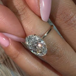 Load image into Gallery viewer, 3 Carat Oval Engagement Ring with Side Round Cut Lab Grown Diamonds, Prong Setting, SGL & IGI Certified, Custom Gold Options, Bridal Jewelry Jwalin Jewels