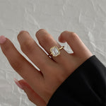 Load image into Gallery viewer, 2 Carat F Color VS1 Clarity IGI CERTIFIED Emerald Cut Lab Grown Diamond Bezel Set Solitaire Engagement Ring 14k Yellow Gold