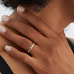 Load image into Gallery viewer, 14k Gold Round Diamond Full Eternity Flush Setting Diamond Wedding Ring, Round Diamond Stacking Ring, Statement Diamond Ring For Women