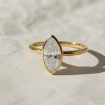 Load image into Gallery viewer, Marquise Cut IGI Certified Lab Grown Solitaire Bezel Set Diamond Ring for Her | Anniversary Gift for Wife | Birthday Gift for Girlfriend