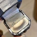 Load image into Gallery viewer, 14k Solid Gold Diamond Half-Eternity Band Stackable Wedding Ring