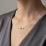 Load image into Gallery viewer, Lab Grown Emerald Marquise Necklace with Pave and Prong Set Diamonds in 9K, 14K, 18K White, Yellow, Rose Gold | Gift for Her,Elegant Jewelry