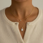 Load image into Gallery viewer, 14k Gold Emerald Cut Lab Grown Diamond Charm Pendant, 1.50 CTW Lab Grown Diamond Solitaire Necklace Prong Setting IGI Certified Diamond Jwalin Jewels