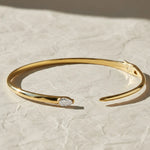 Load image into Gallery viewer, Dainty Pear Diamond Gold Cuff Bracelet | 14K Yellow Gold, Bezel Set Lab Grown Stone, VS+ Clarity, 0.30 CT, Bridal, Stacking, Gift for Women Jwalin Jewels