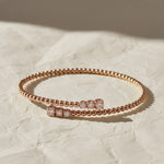 Load image into Gallery viewer, Bypass Beaded Diamond Bracelet in 14K Gold, Minimal Gold Bangle, Bujukan Style Open Bracelet, Luxury Gift for Her Jwalin Jewels