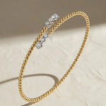 Load image into Gallery viewer, Bypass Beaded Diamond Bracelet in 14K Gold, Minimal Gold Bangle, Bujukan Style Open Bracelet, Luxury Gift for Her Jwalin Jewels