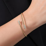Load image into Gallery viewer, Bypass Beaded Diamond Bracelet in 14K Gold, Minimal Gold Bangle, Bujukan Style Open Bracelet, Luxury Gift for Her Jwalin Jewels
