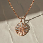 Load image into Gallery viewer, Virgin Mary Pendant in Solid Gold | Diamond Madonna Religious Necklace | Catholic Faith Jewelry Jwalin Jewels