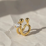 Load image into Gallery viewer, Gold Ear Cuff | No-Piercing Gold Earring | 14K Gold Conch Cuff | Gold Cartilage Hoop | Minimal Fake Ear Piercing Jwalin Jewels