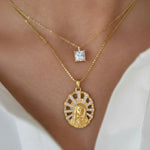 Load image into Gallery viewer, Virgin Mary Pendant in Solid Gold | Diamond Madonna Religious Necklace | Catholic Faith Jewelry Jwalin Jewels