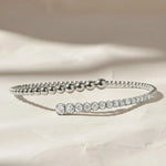 Load image into Gallery viewer, 14K White and Yellow Gold Bujukan and Graduating Diamond Bypass Bangle Bracelet Jwalin Jewels