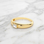 Load image into Gallery viewer, Emerald Cut Diamond Ring / 14k Dome Bezel Setting Emerald Cut Diamond Solitaire Ring/ Diamond Pinky Ring / Stacking Ring