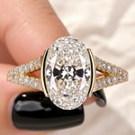 Load image into Gallery viewer, 2 Carat Oval Lab Grown Diamond Engagement Ring, Half Bezel Set