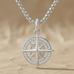 Load image into Gallery viewer, Gold compass pendant necklace, lab-grown diamond, 9K & 14K white/yellow/rose gold, celestial jewelry, navigation symbol, meaningful gift