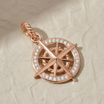 Load image into Gallery viewer, Gold compass pendant necklace, lab-grown diamond, 9K & 14K white/yellow/rose gold, celestial jewelry, navigation symbol, meaningful gift