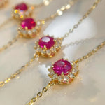 Load image into Gallery viewer, Oval Ruby Diamond Bracelet in Solid Gold, Pink Ruby Chain Bracelet with Lab Grown Diamonds, Handmade Fine Jewelry Gift for Her Jwalin Jewels