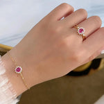 Load image into Gallery viewer, Oval Ruby Diamond Bracelet in Solid Gold, Pink Ruby Chain Bracelet with Lab Grown Diamonds, Handmade Fine Jewelry Gift for Her Jwalin Jewels