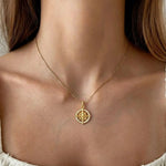 Load image into Gallery viewer, Gold compass pendant necklace, lab-grown diamond, 9K & 14K white/yellow/rose gold, celestial jewelry, navigation symbol, meaningful gift Jwalin Jewels