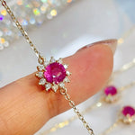 Load image into Gallery viewer, Oval Ruby Diamond Bracelet in Solid Gold, Pink Ruby Chain Bracelet with Lab Grown Diamonds, Handmade Fine Jewelry Gift for Her Jwalin Jewels