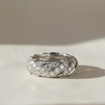 Load image into Gallery viewer, 14k Gold Rope Braid Stack Ring with Micro Pave Diamonds - Handcrafted Fine Jewelry on Etsy - Unique Design for Everyday or Special Occasions Jwalin Jewels