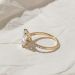 Load image into Gallery viewer, Emerald Cut Lab Diamond Five Stone Ring, 14K Yellow Gold Engagement Ring