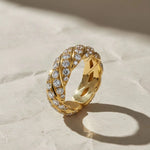 Load image into Gallery viewer, 14k Gold Rope Braid Stack Ring with Micro Pave Diamonds - Handcrafted Fine Jewelry on Etsy - Unique Design for Everyday or Special Occasions Jwalin Jewels